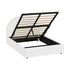 Oikiture Bed Frame Double Size With Gas Lift Base PU Leather White