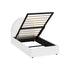 Oikiture Bed Frame Single Size With Gas Lift Base PU Leather White
