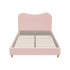 Oikiture Bed Frame Double Size Pink Boucle Cloud Shape