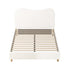Bed Frame Double Size White Boucle Cloud Shape
