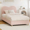 King Single Boucle Bed Frame Pink Cloud Headboard Upholstered Platform Base