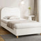 Oikiture King Single Bed Frame White Boucle Cloud Headboard