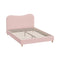 Queen Bed Frame Pink – Boucle Cloud‑Shape Headboard with Reinforced Slats