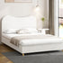 Bed Frame Queen Size White Boucle Cloud Shape