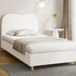 Bed Frame Single Size White Boucle Cloud Shape