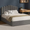 Oikiture Double Gas Lift Velvet Bed Frame Grey Storage Platform Bed