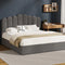Oikiture King Gas Lift Velvet Bed Frame Grey Storage Platform Bed