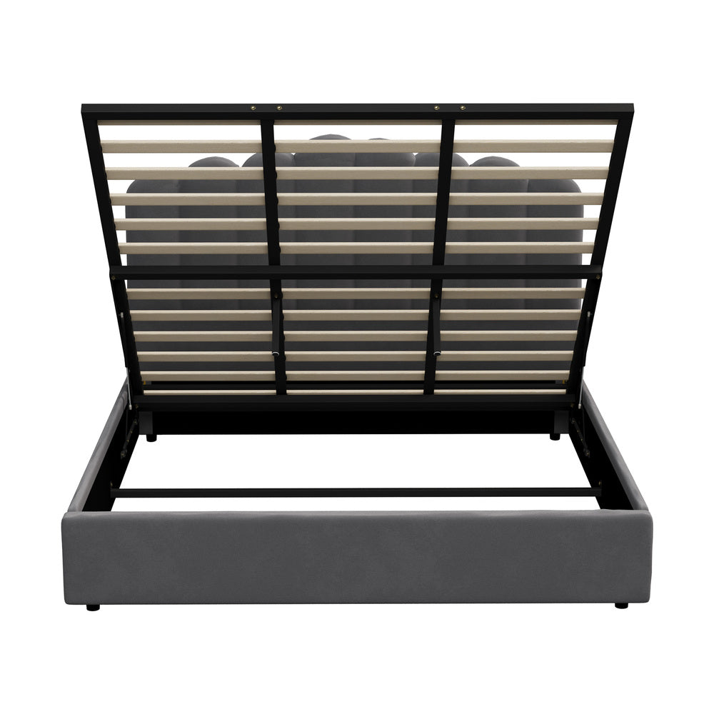 Bed Frame King Size Gas Lift Velvet Grey