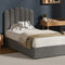 King Single Gas Lift Velvet Bed Frame Grey Storage Bed