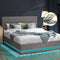 Double Bed Frame with Gas Lift LED Storage Space Grey