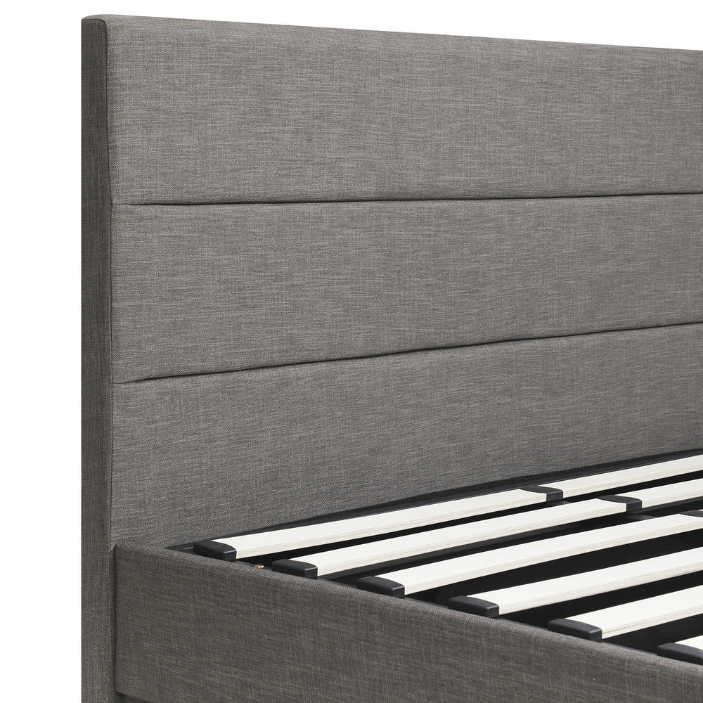 Double Bed Frame with Gas Lift LED Storage Space Grey