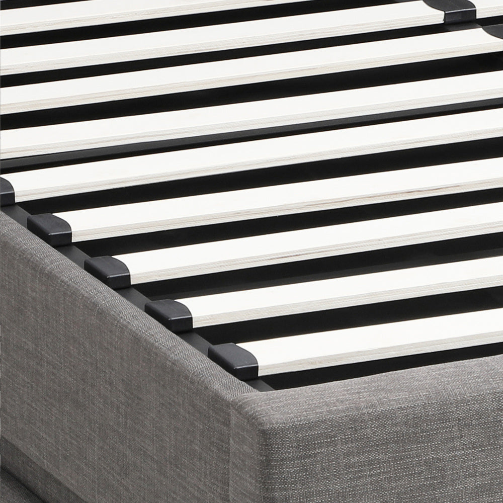 Double Bed Frame with Gas Lift LED Storage Space Grey