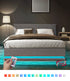 Double Bed Frame with Gas Lift LED Storage Space Grey