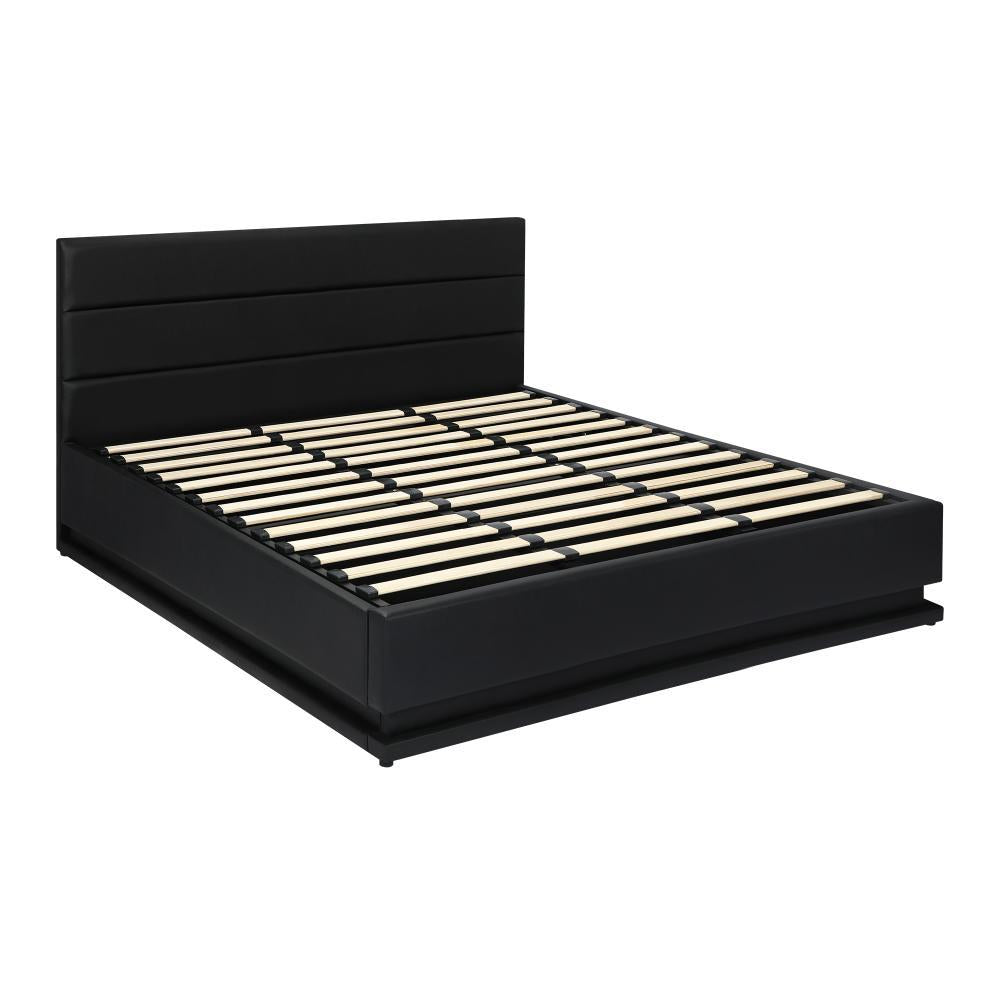 King Bed Frame Gas Lift RGB Storage Space Black