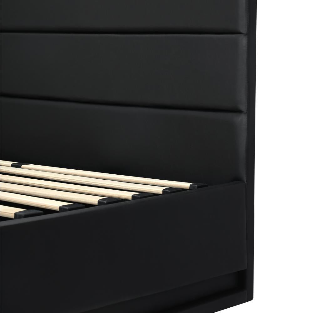 King Bed Frame Gas Lift RGB Storage Space Black