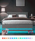 Oikiture King Bed Frame with Gas Lift LED Storage Space Grey