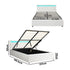 Bed Frame RGB LED Double Size Gas Lift Storage Base White
