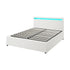 Bed Frame RGB LED Double Size Gas Lift Storage Base White