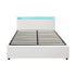 Bed Frame RGB LED Double Size Gas Lift Storage Base White