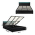 Bed Frame RGB LED King Size Gas Lift Storage Base Black