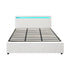 Bed Frame RGB LED King Size Gas Lift Storage Base White