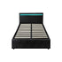 Bed Frame RGB LED King Single Gas Lift Storage Base Black