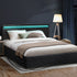 Bed Frame RGB LED Queen Size Gas Lift Storage Base Black