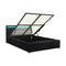 Bed Frame RGB LED Queen Size Gas Lift Storage Base Black