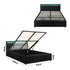 Bed Frame RGB LED Queen Size Gas Lift Storage Base Black