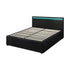 Bed Frame RGB LED Queen Size Gas Lift Storage Base Black