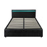Bed Frame RGB LED Queen Size Gas Lift Storage Base Black