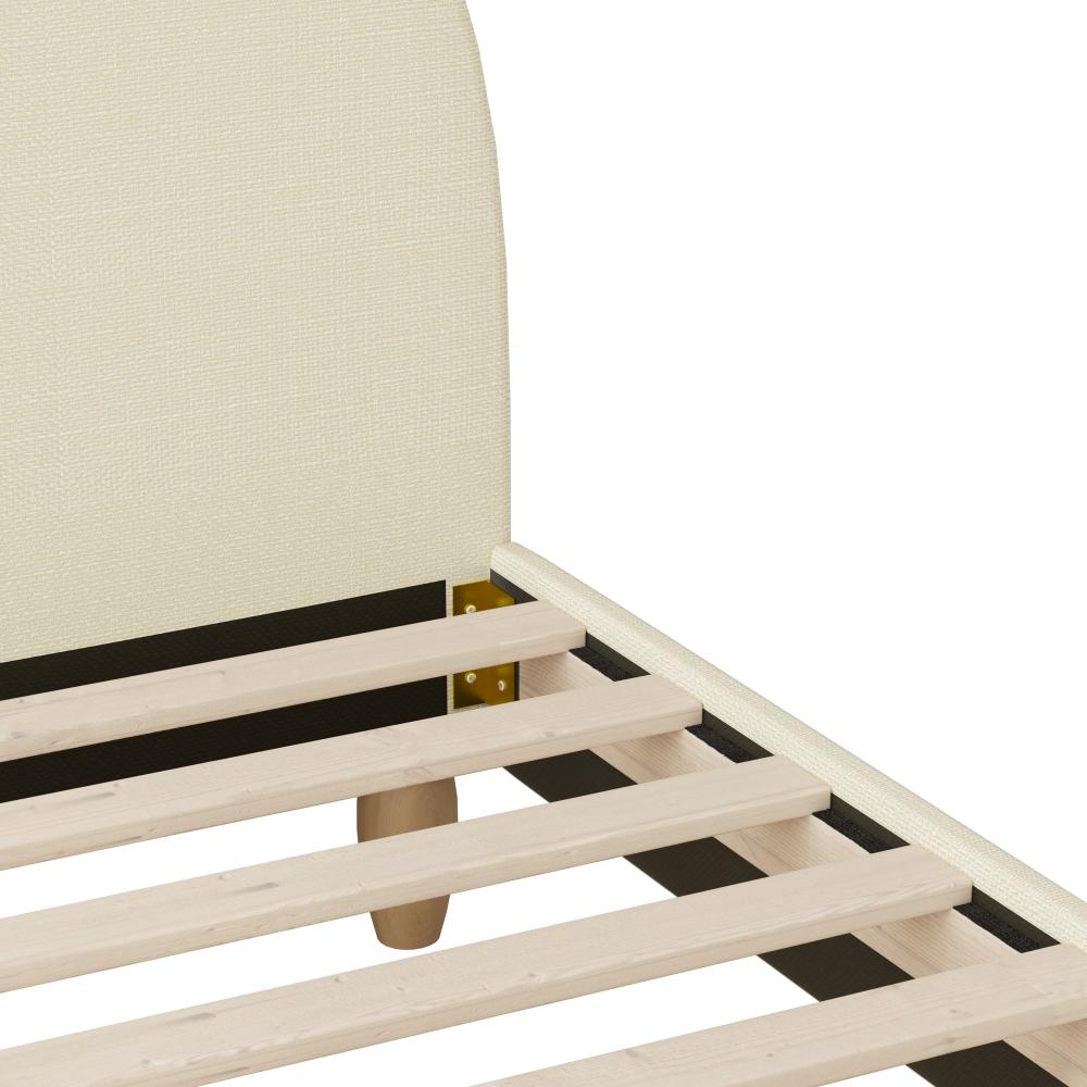 Bed Frame King Size Arched Bedhead Beige Fabric