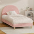Bed Frame King Single Bed Platform Arched Bedhead Pink Boucle