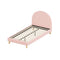 Boucle Bed Frame – Single, Arched Headboard, Solid Wood Slats, Pink