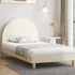 Bed Frame Single Size Arched Bedhead Beige Fabric