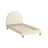 Bed Frame Single Size Arched Bedhead Beige Fabric