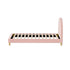 Boucle Bed Frame – Single, Arched Headboard, Solid Wood Slats, Pink