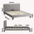 Bed Frame Double Size Wooden Fabric Grey