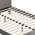 Bed Frame Double Size Wooden Fabric Grey