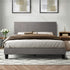 Bed Frame Double Size Wooden Fabric Grey