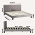 Bed Frame King Size Wooden Fabric Grey