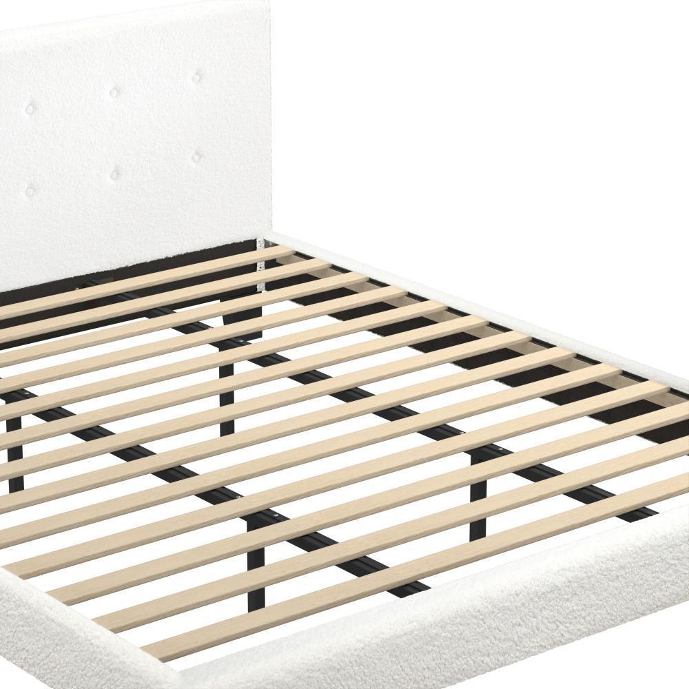 Bed Frame King Size White Boucle