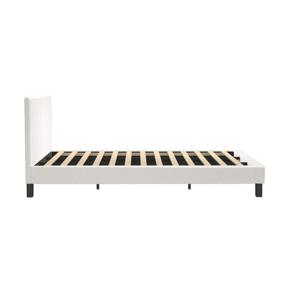 Bed Frame King Size White Boucle