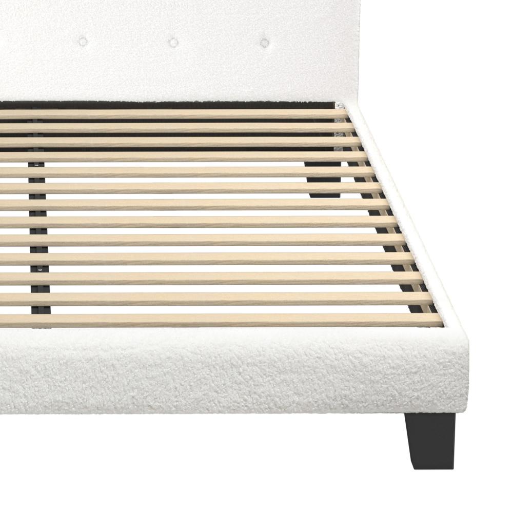 Bed Frame Queen Size White Boucle