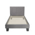 Bed Frame Single Size Wooden Fabric Grey