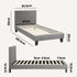 Bed Frame Single Size Wooden Fabric Grey