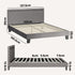 Bed Frame RGB LED Double Size Wooden Grey Fabric