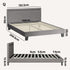Bed Frame RGB LED Queen Size Wooden Grey Fabric