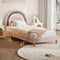 Oikiture Kids Single Bed Frame Pink Velvet Rainbow Bed Base