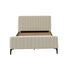 Double Size Bed Frame Velvet Fabric Beige